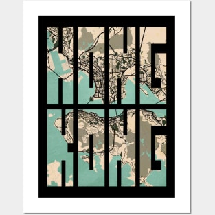 Hong Kong City Map Typography - Vintage Posters and Art